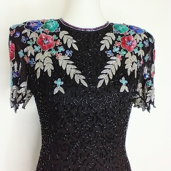 SCALA BEADED DRESS WITH SEQUINED FLORAL PATTERN - Picture 8 of 8